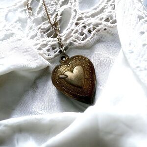 Victorian  vintage sterling silver puffy heart charm pendant